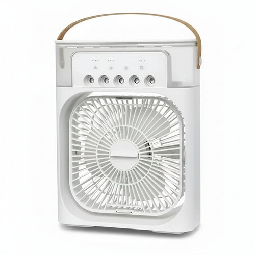 Mini Climatiseur USB 3-en-1 – Ventilateur, Humidificateur & LED 7 Couleurs | Silencieux, Portable, Idéal Bureau & Chambre